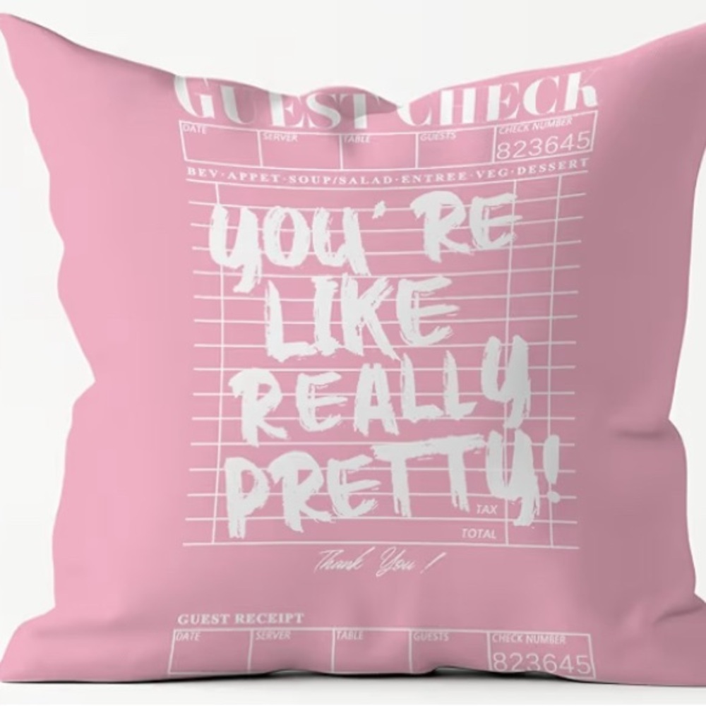 🆕- Pink Decorative Throw Pillow with White Typography